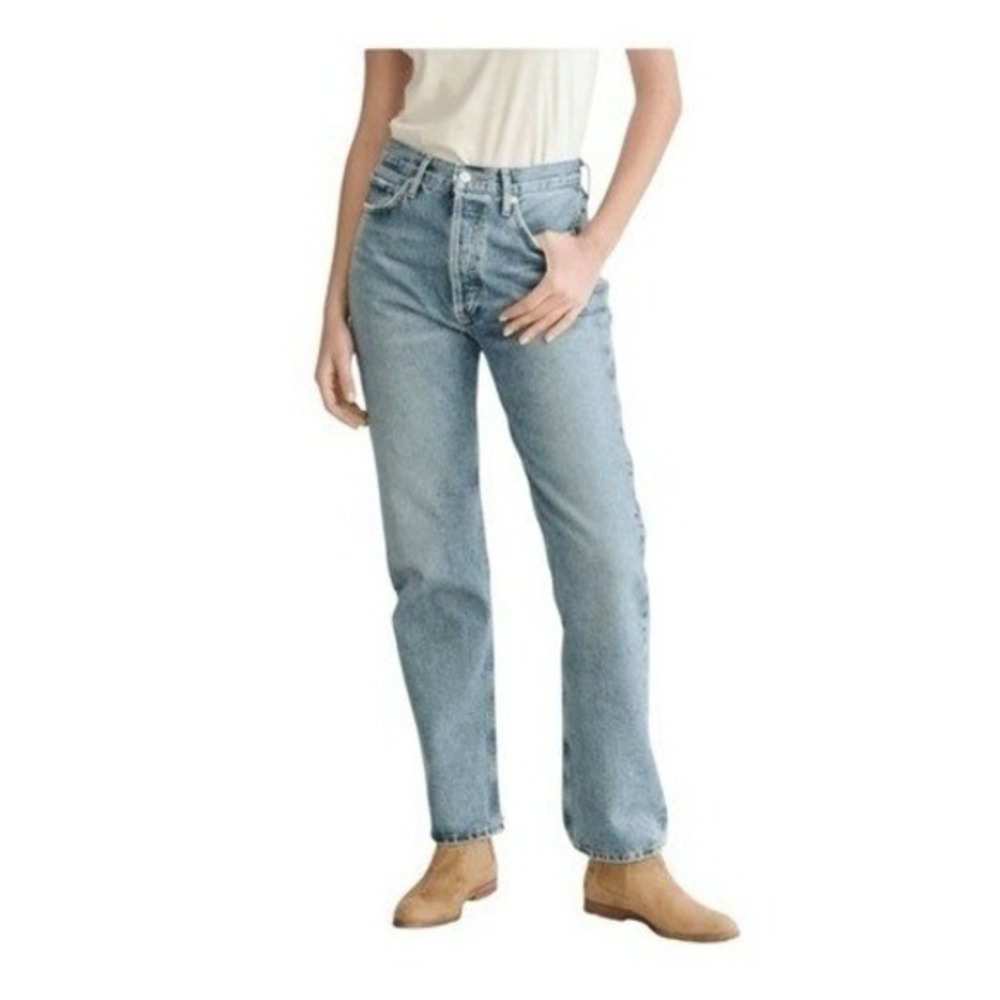 Agolde 90's Pinch Waist Jeans High Rise Straight Leg Blue Medium Wash Denim‎ 24